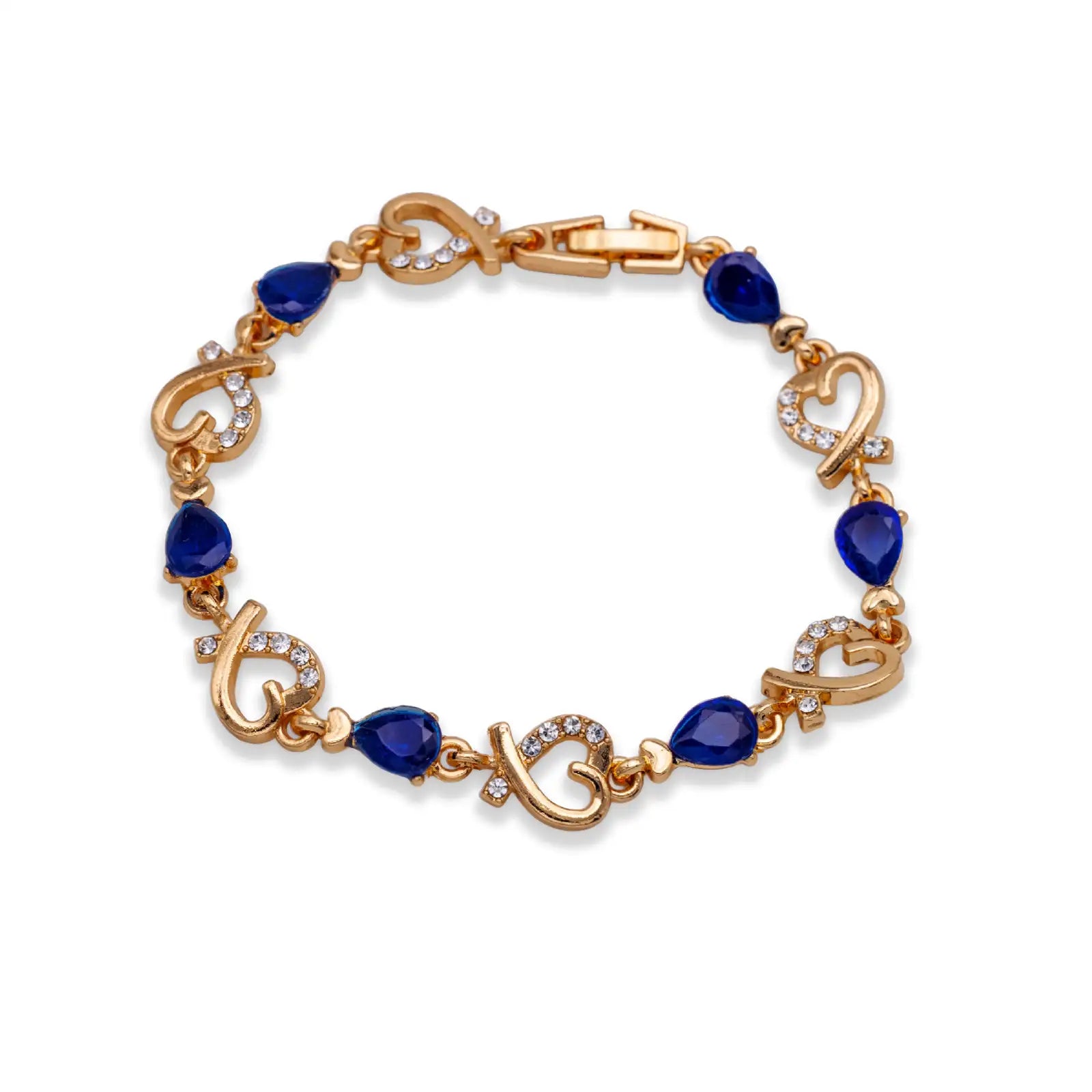 Armband mit Herz und blauen Kristallen