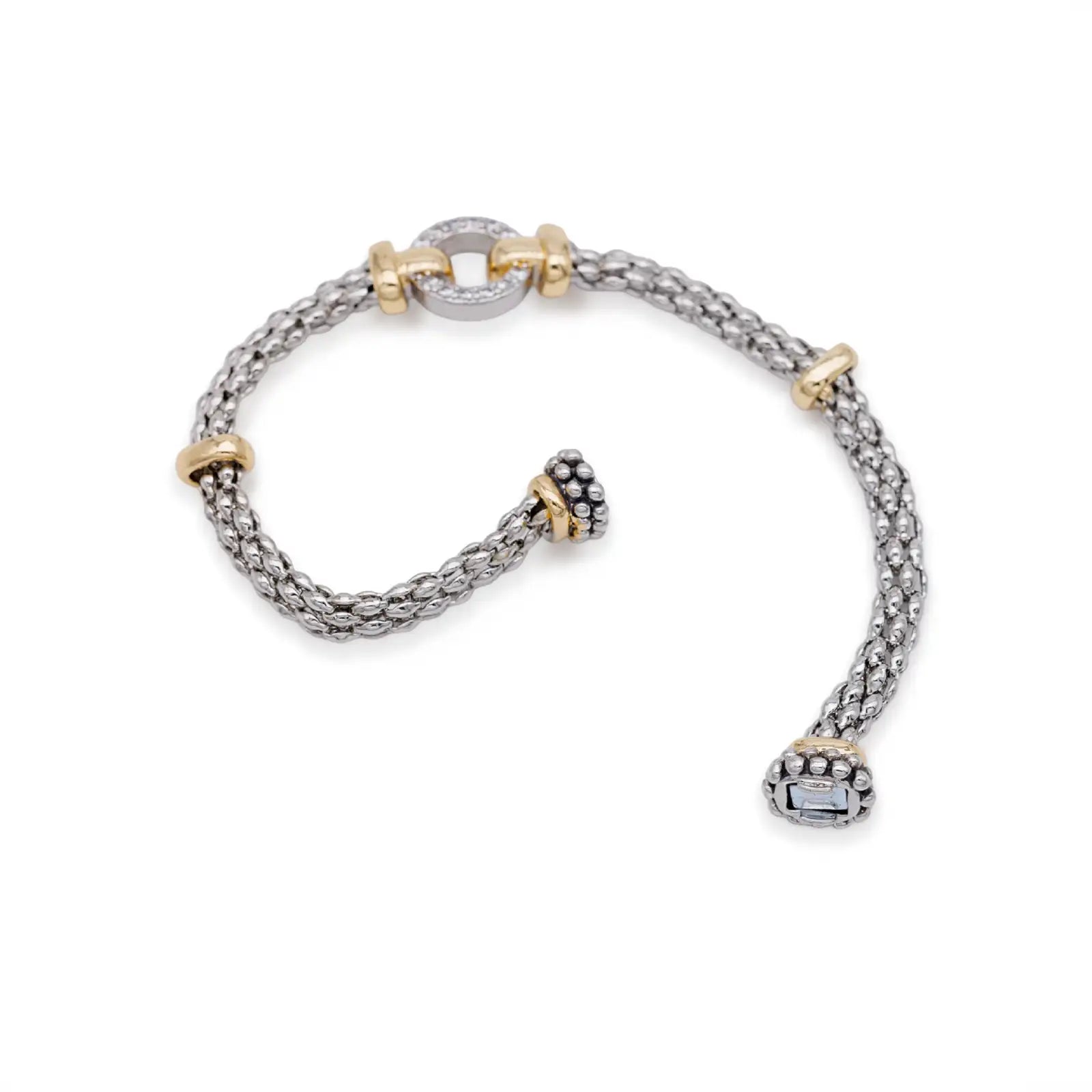 Armband silberfarben mit Magnetverschluss und goldfarbenen Akzenten