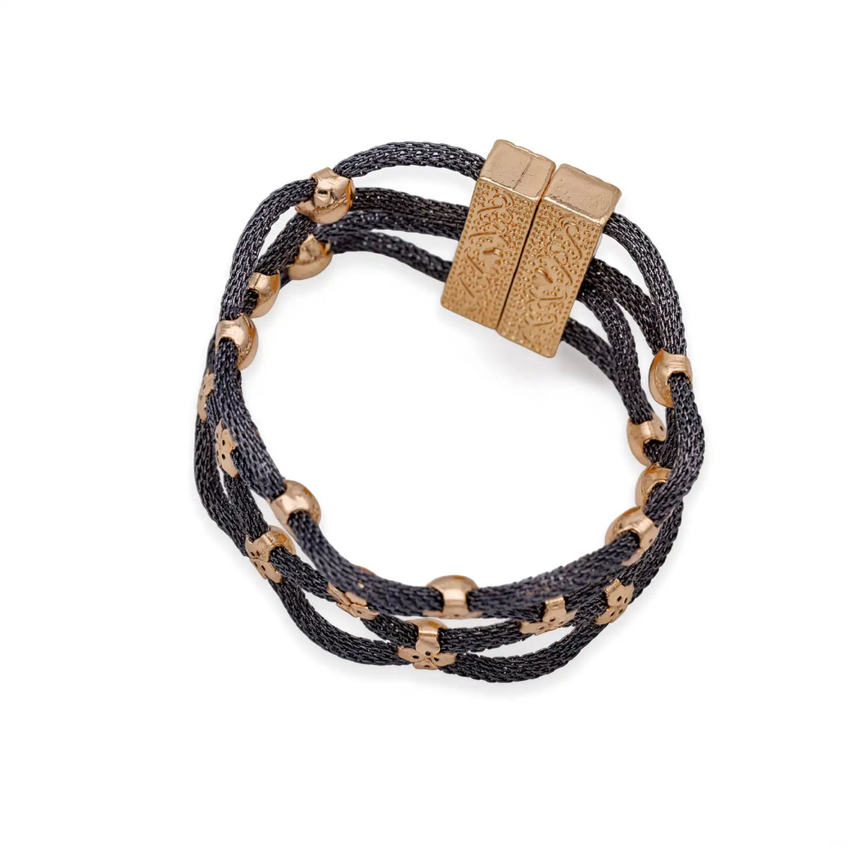 Armband anthrazit und goldfarben mit Magnetverschluss