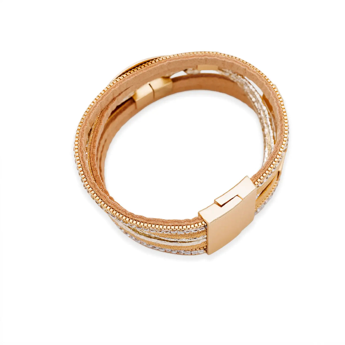 Armband goldfarben mit Kunstleder und Magnetverschluss