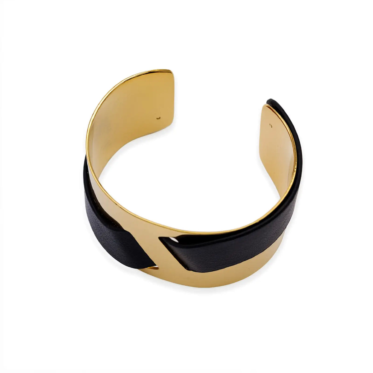 Armreif goldfarben mit abnehmbarem Band in Leder-Optik