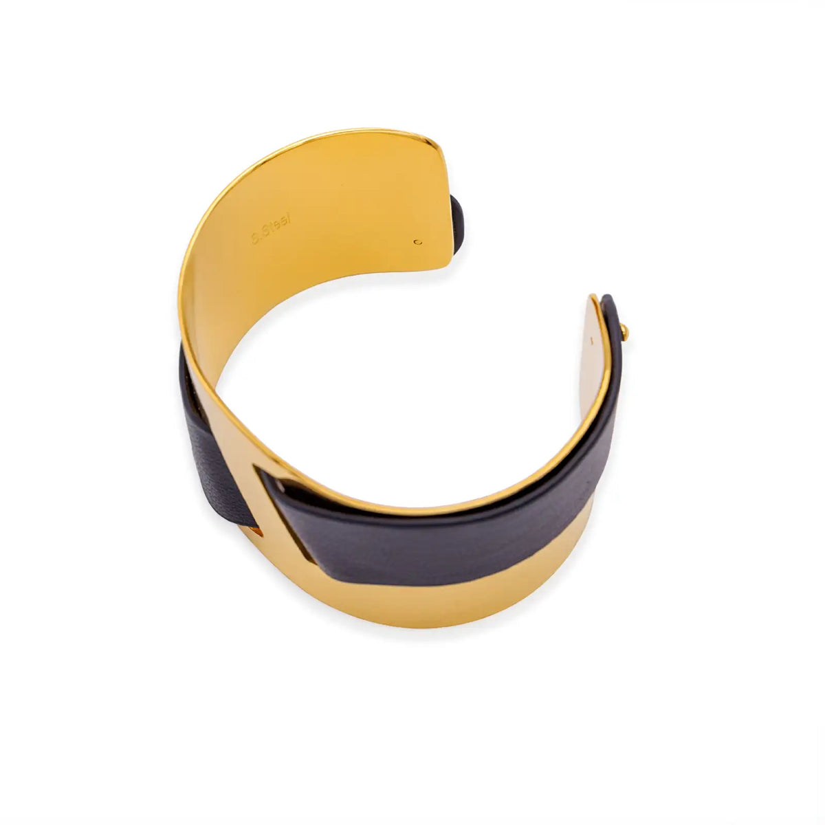 Armreif goldfarben mit abnehmbarem Band in Leder-Optik