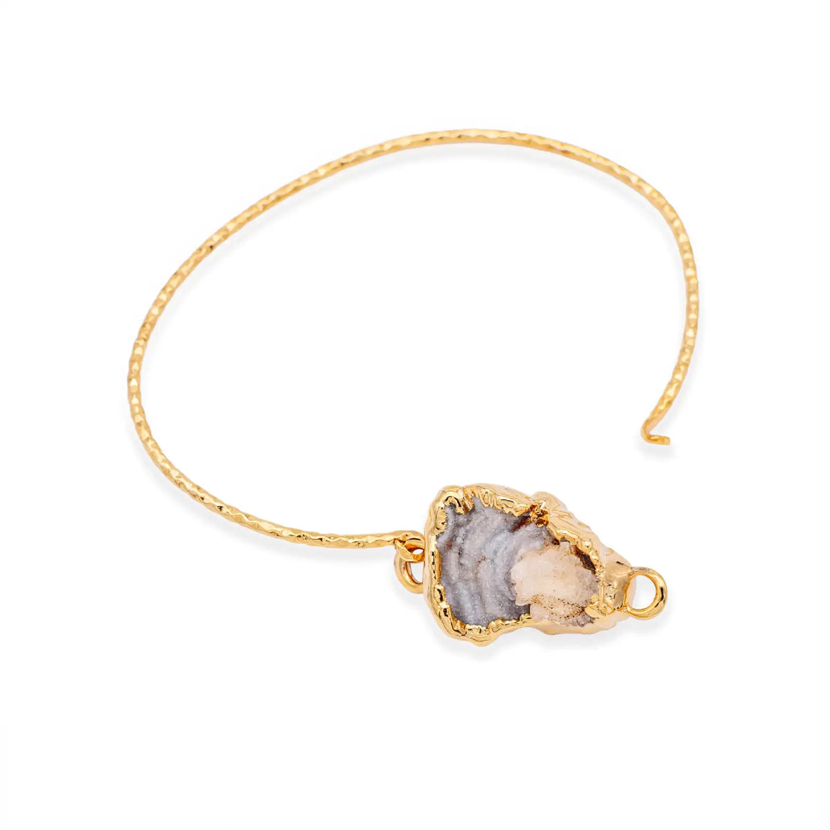 Armreif goldfarben mit rohem Amethyst, handgefertigt in Istanbul