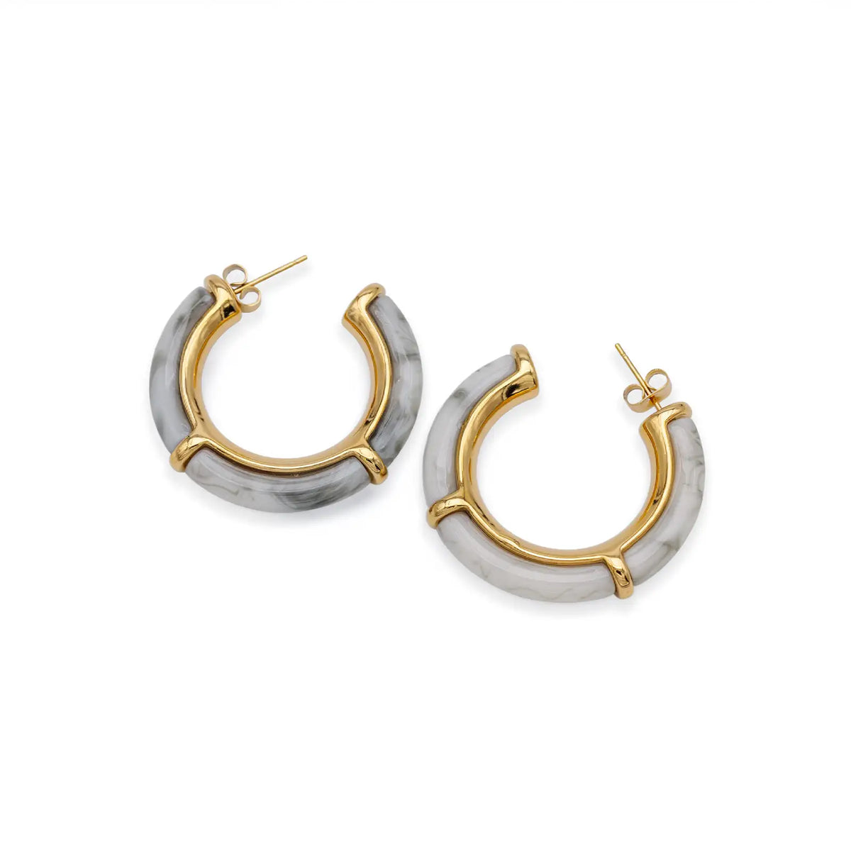 Creolen goldfarben mit marmoriertem Acetat