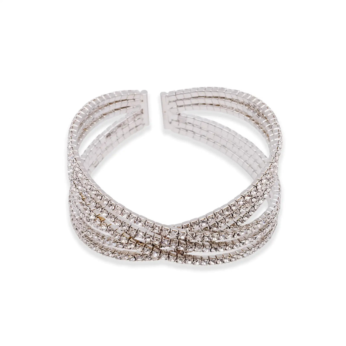 Crisscross-Armreif silberfarben mit Strass