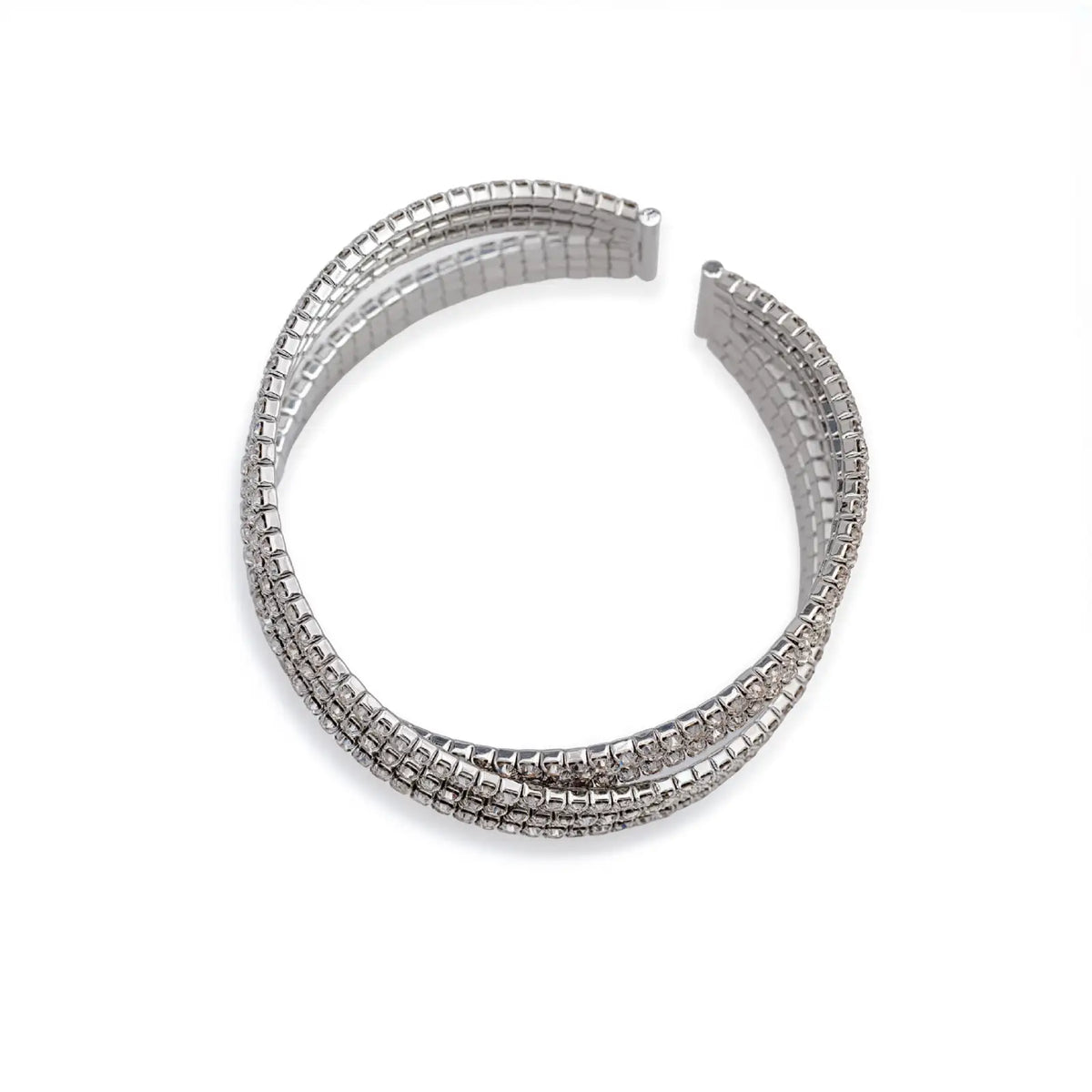 Crisscross-Armreif silberfarben mit Strass
