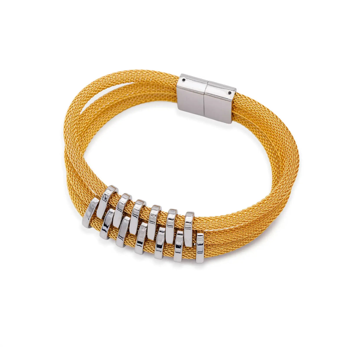 Edelstahlarmband goldfarben mit Netzstruktur