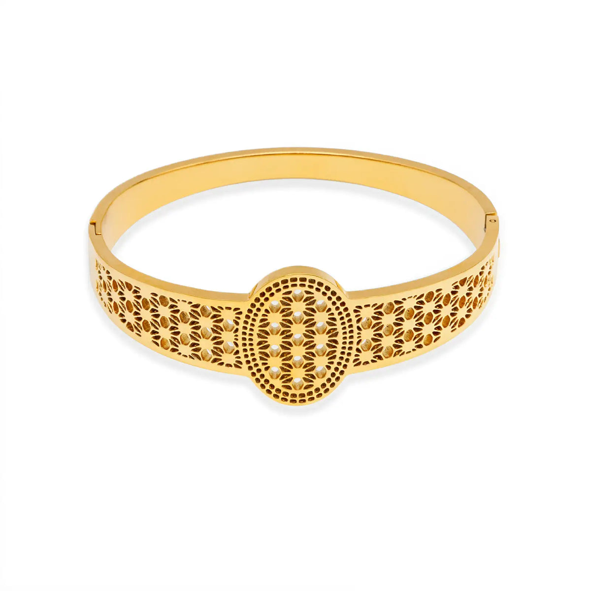 Goldfarbener Armreif im Mandala-Design