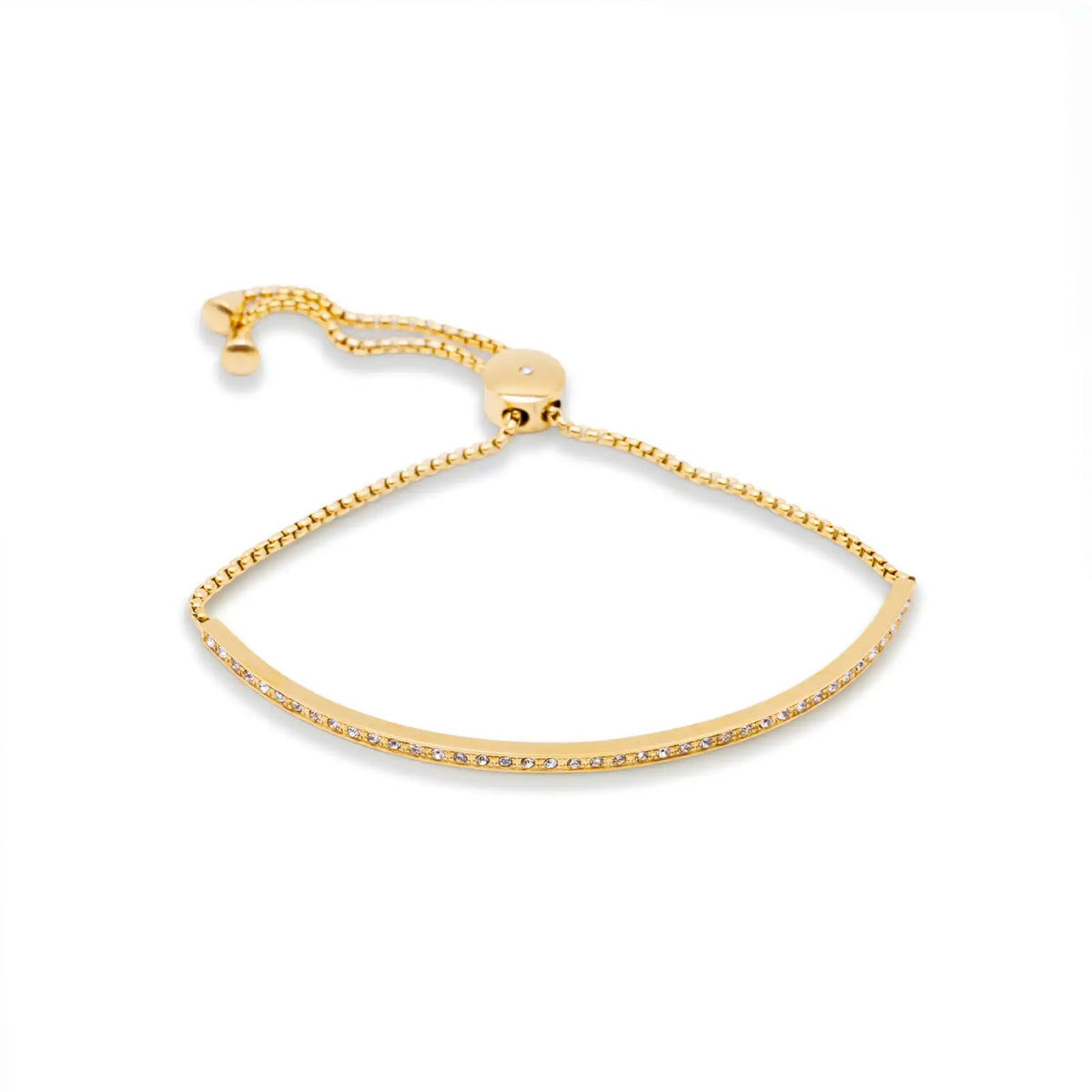 Goldfarbenes Armband mit Kristalllinie