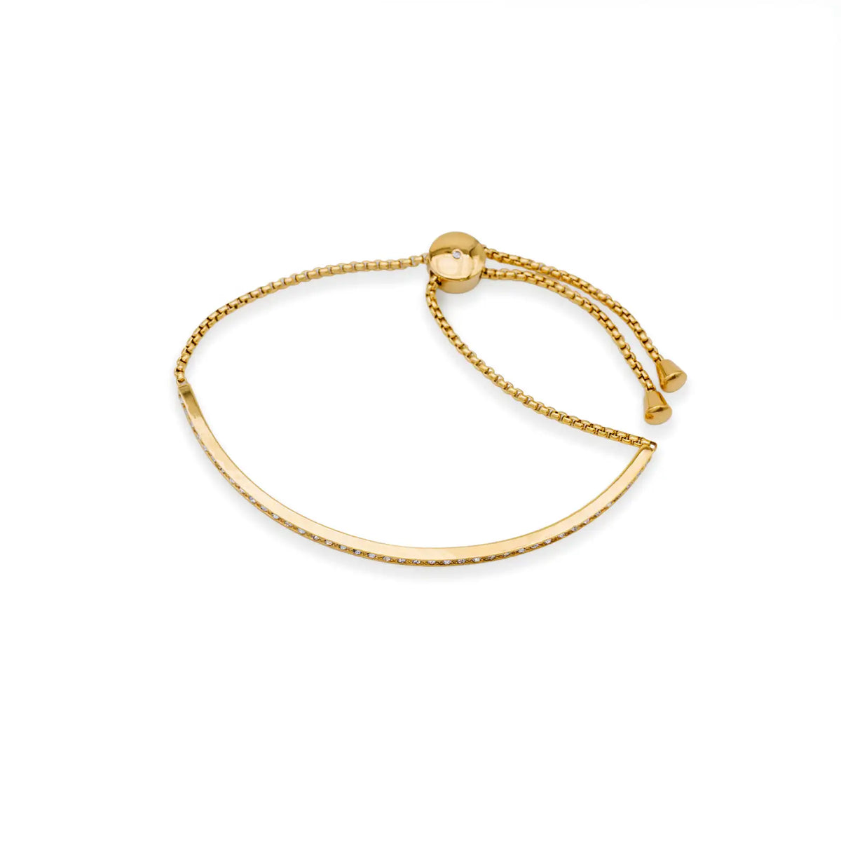 Goldfarbenes Armband mit Kristalllinie