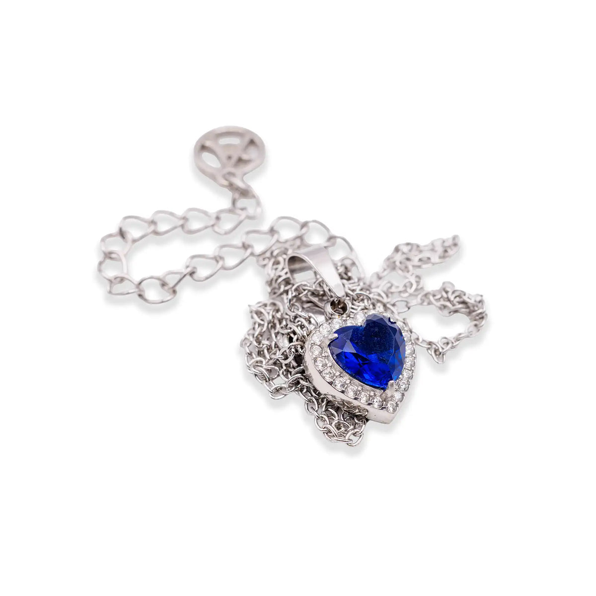 Halskette silberfarben mit blauem Zirkonia-Herz