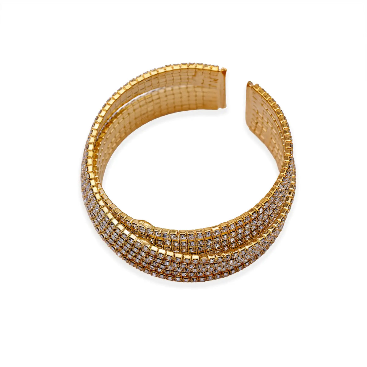 Offener Armreif goldfarben mit Kristallen