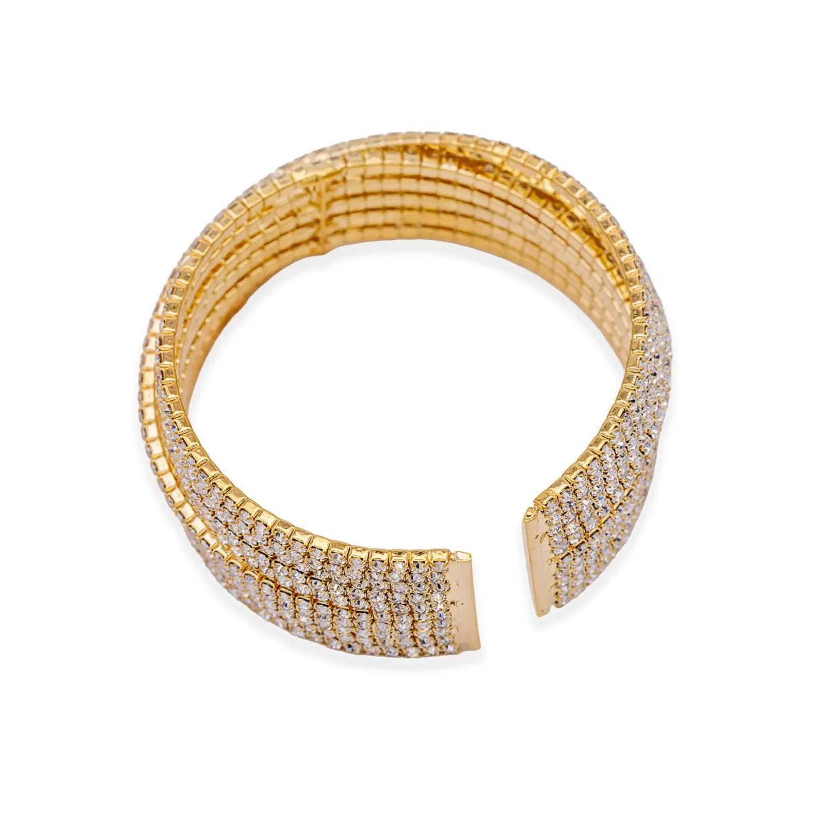 Offener Armreif goldfarben mit Kristallen