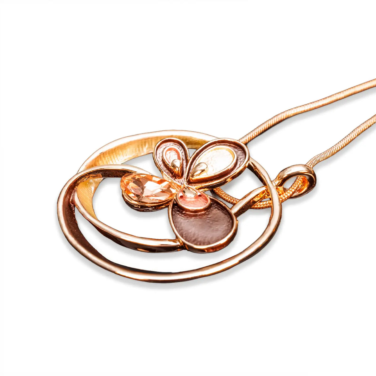 Roségoldfarbene Halskette mit Emaille-Anhänger