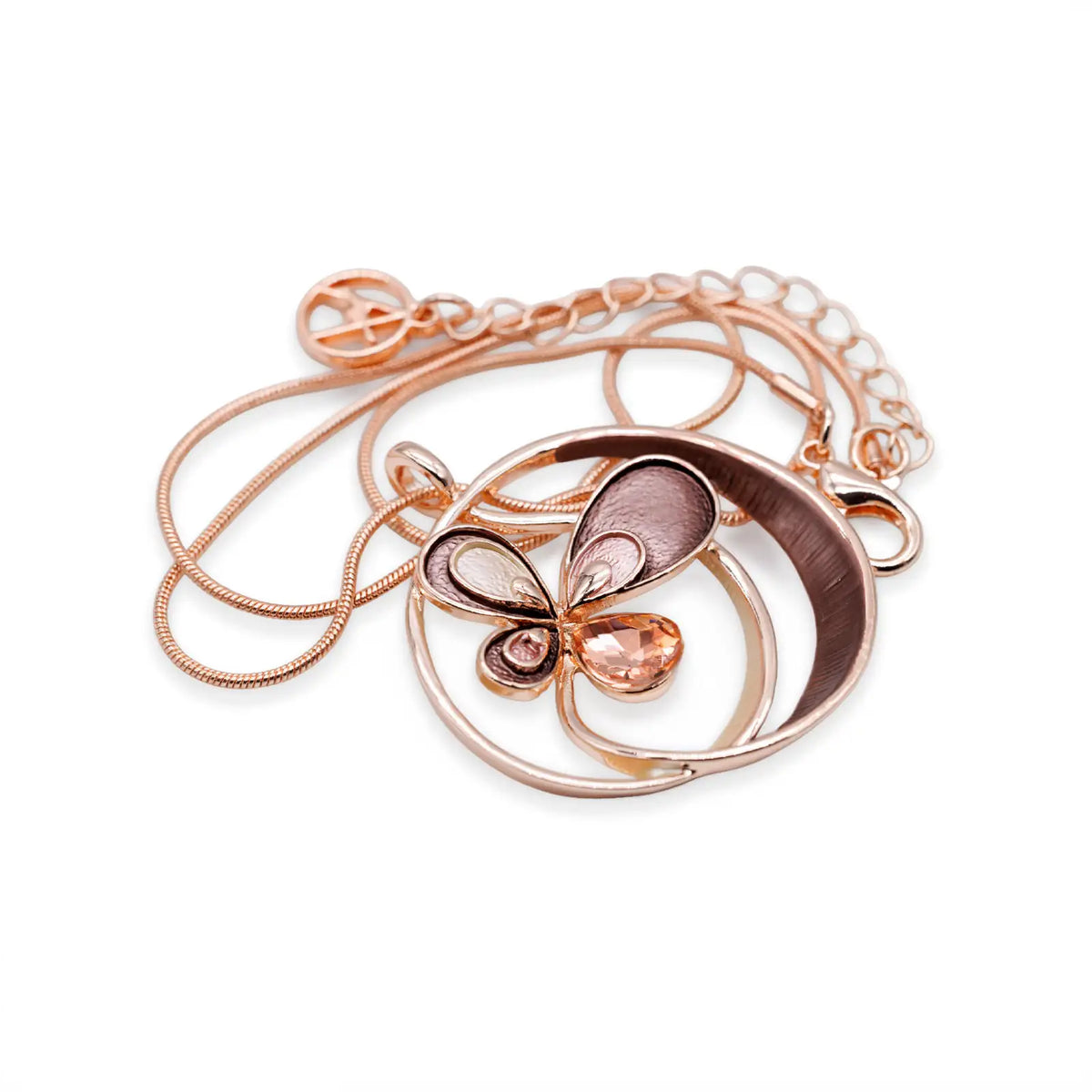 Roségoldfarbene Halskette mit Emaille-Anhänger