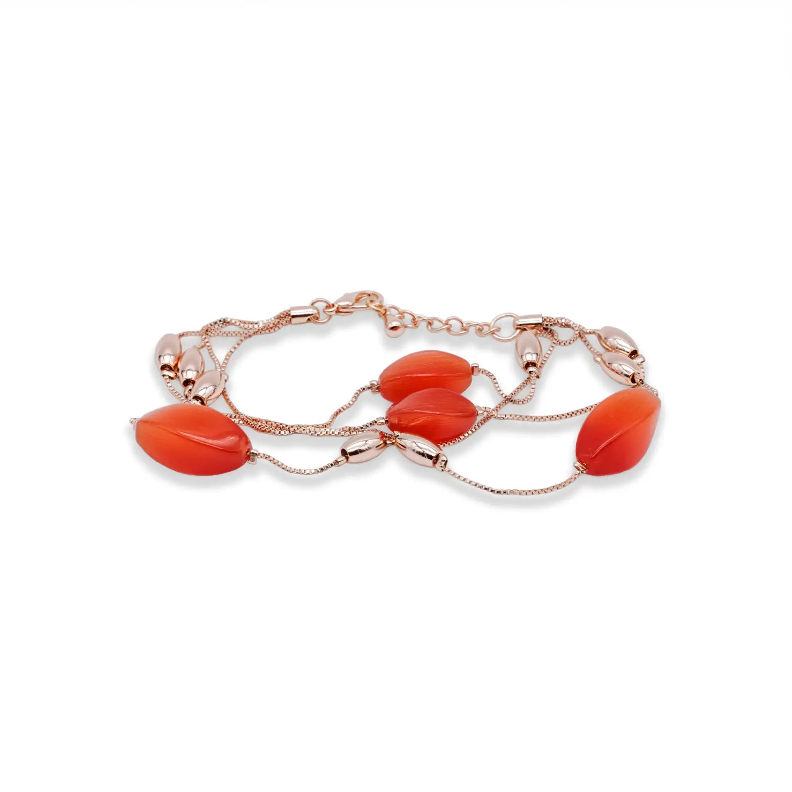 Armband rotvergoldet mit roten Designelementen