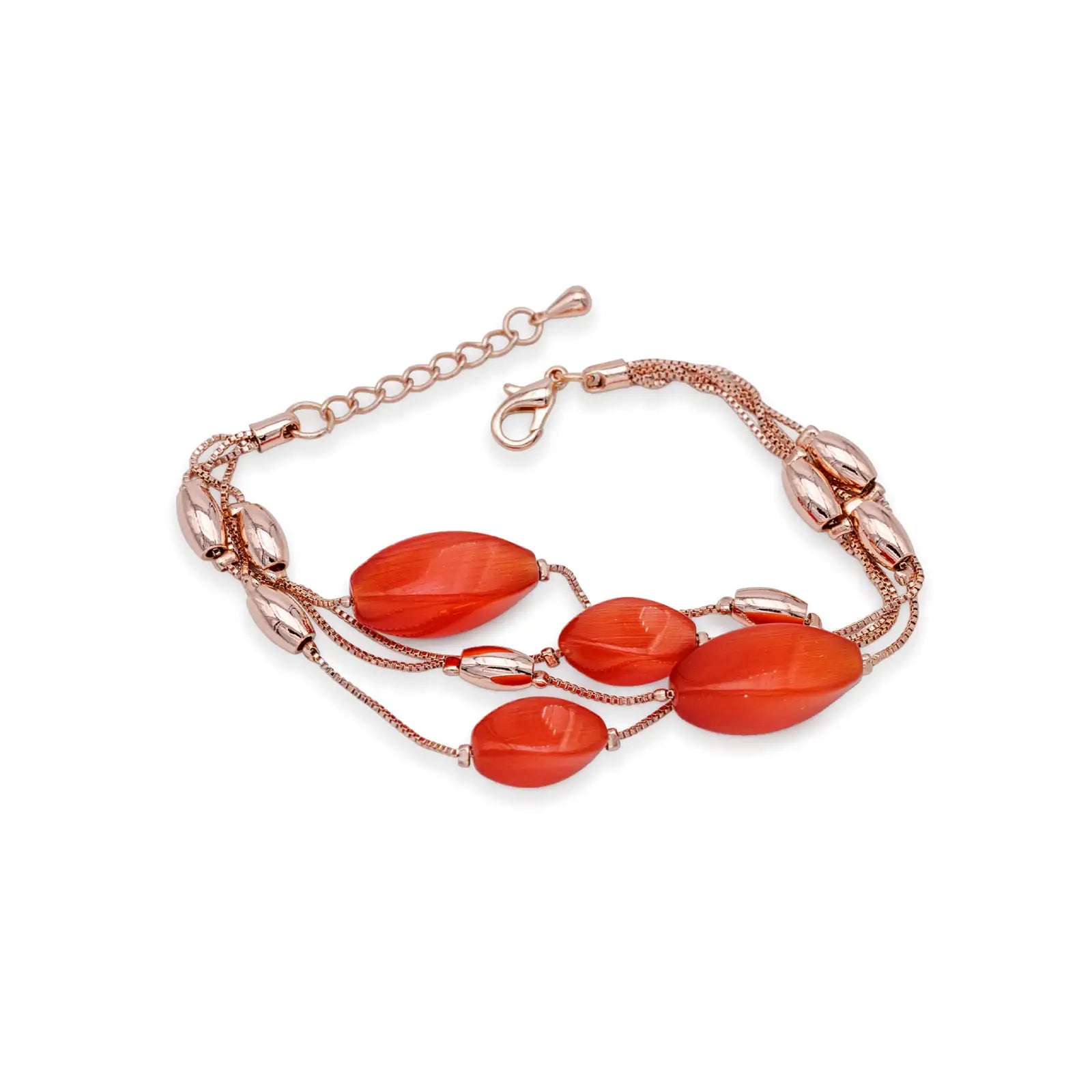 Armband rotvergoldet mit roten Designelementen