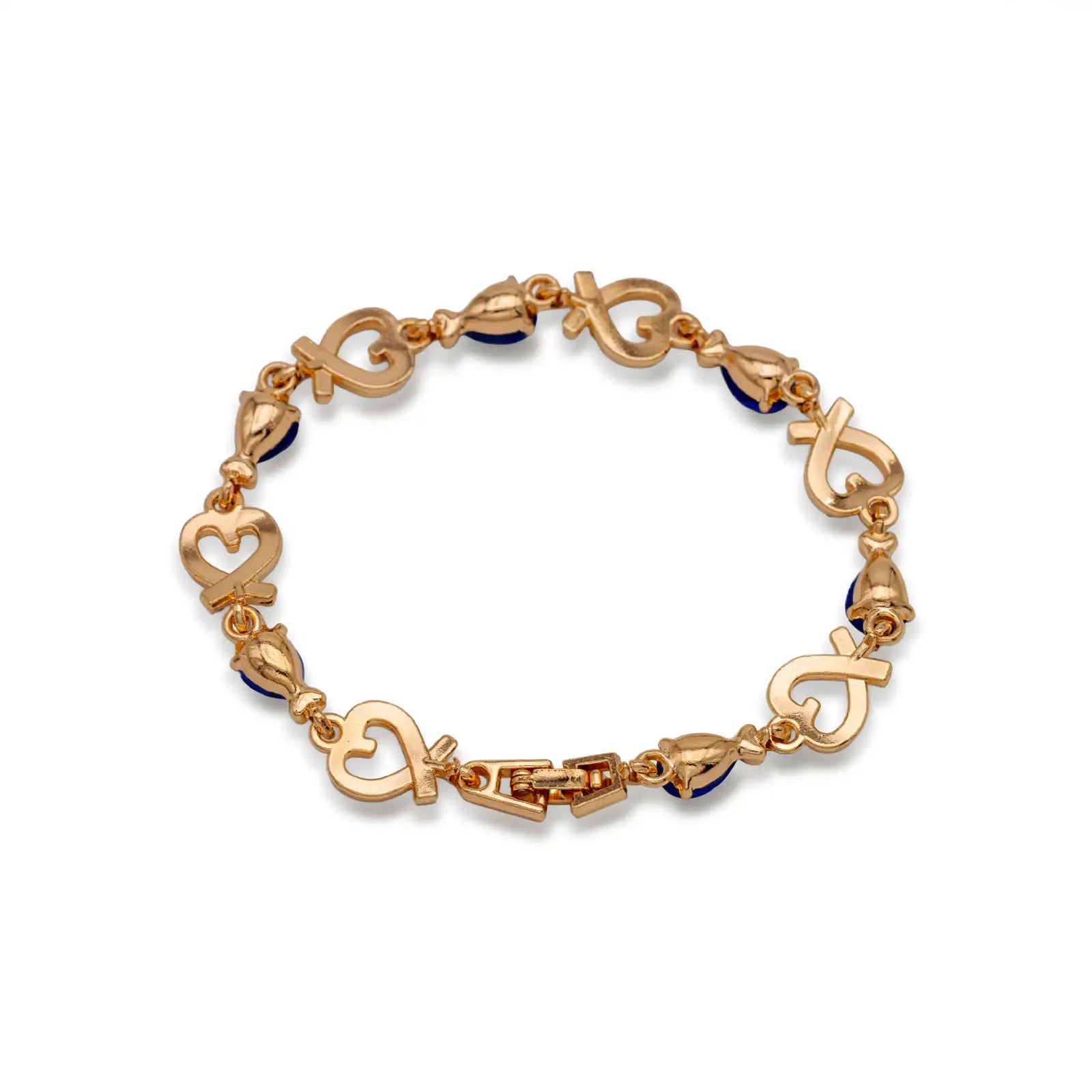 Armband mit Herz und blauen Kristallen