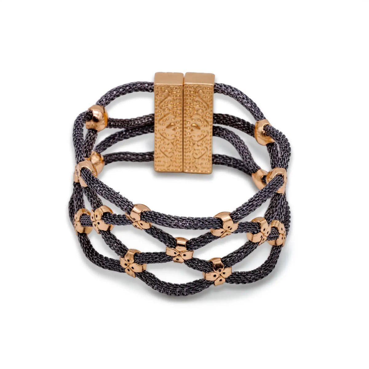Armband anthrazit und goldfarben mit Magnetverschluss