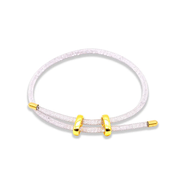 Armband aus transparentem Mesh-Schlauch mit zwei goldfarbenen Schiebeelementen