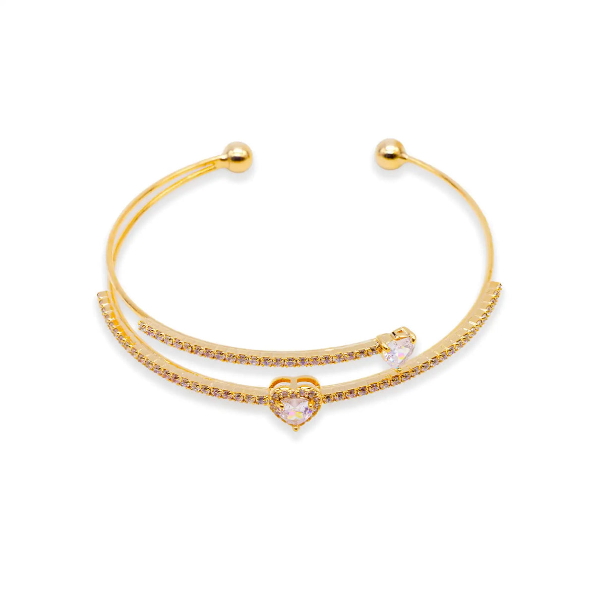 Armreif goldfarben mit Herzen und Ziersteinen