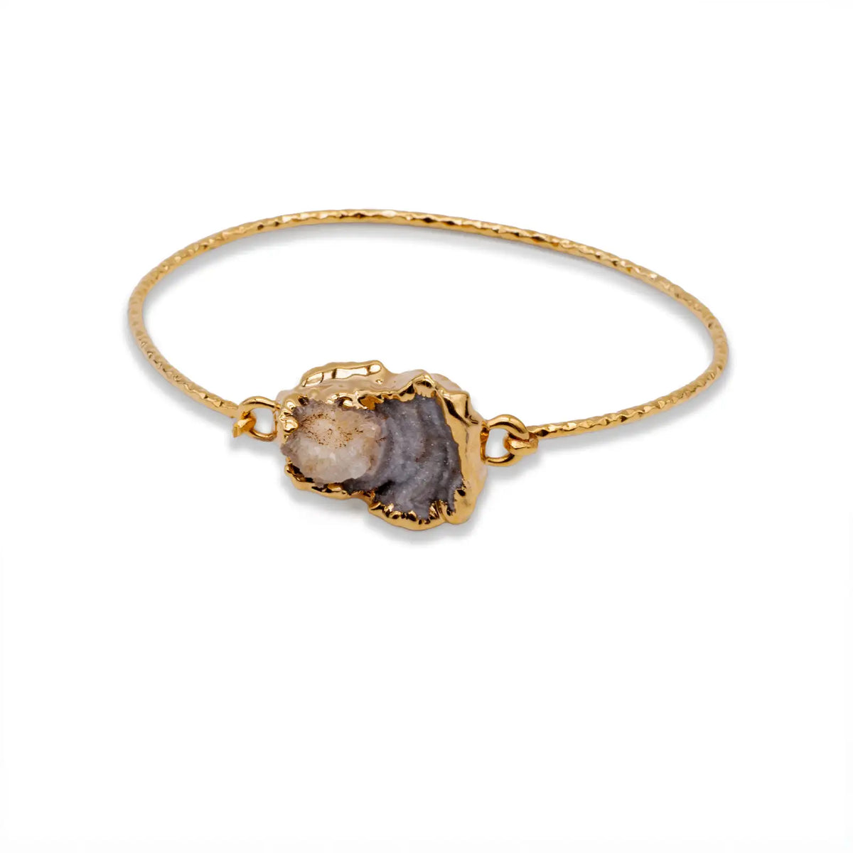 Armreif goldfarben mit rohem Amethyst, handgefertigt in Istanbul