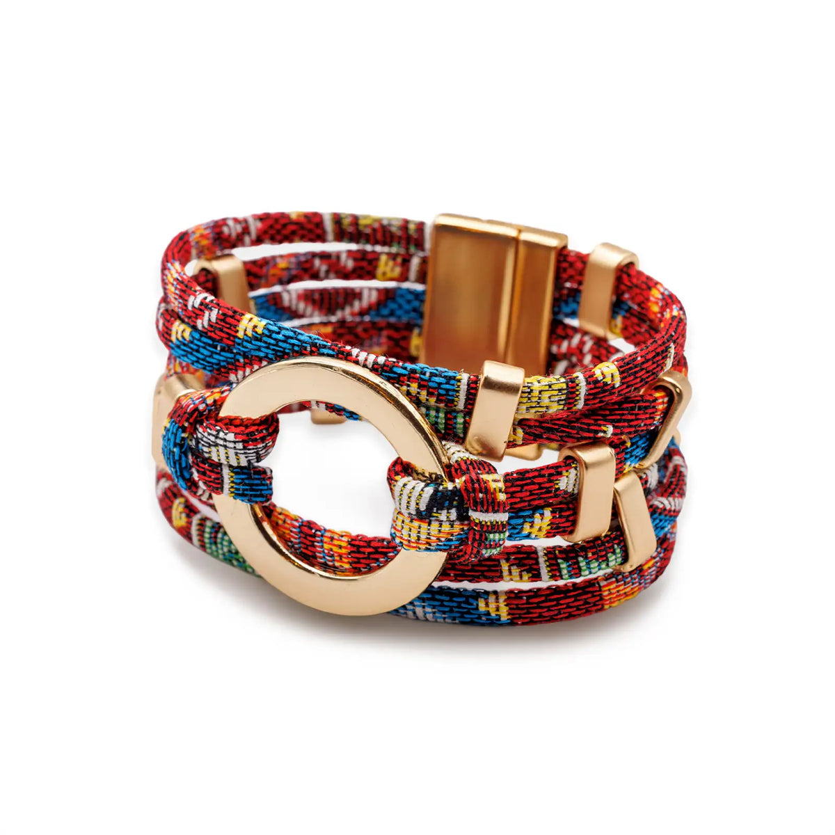 Boho-Wickelarmband mit Magnetverschluss – Ethno-Muster, mehrreihig