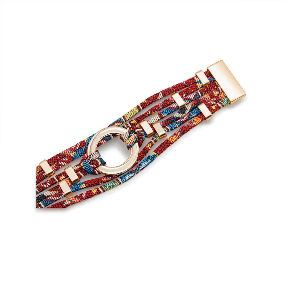 Boho-Wickelarmband mit Magnetverschluss – Ethno-Muster, mehrreihig