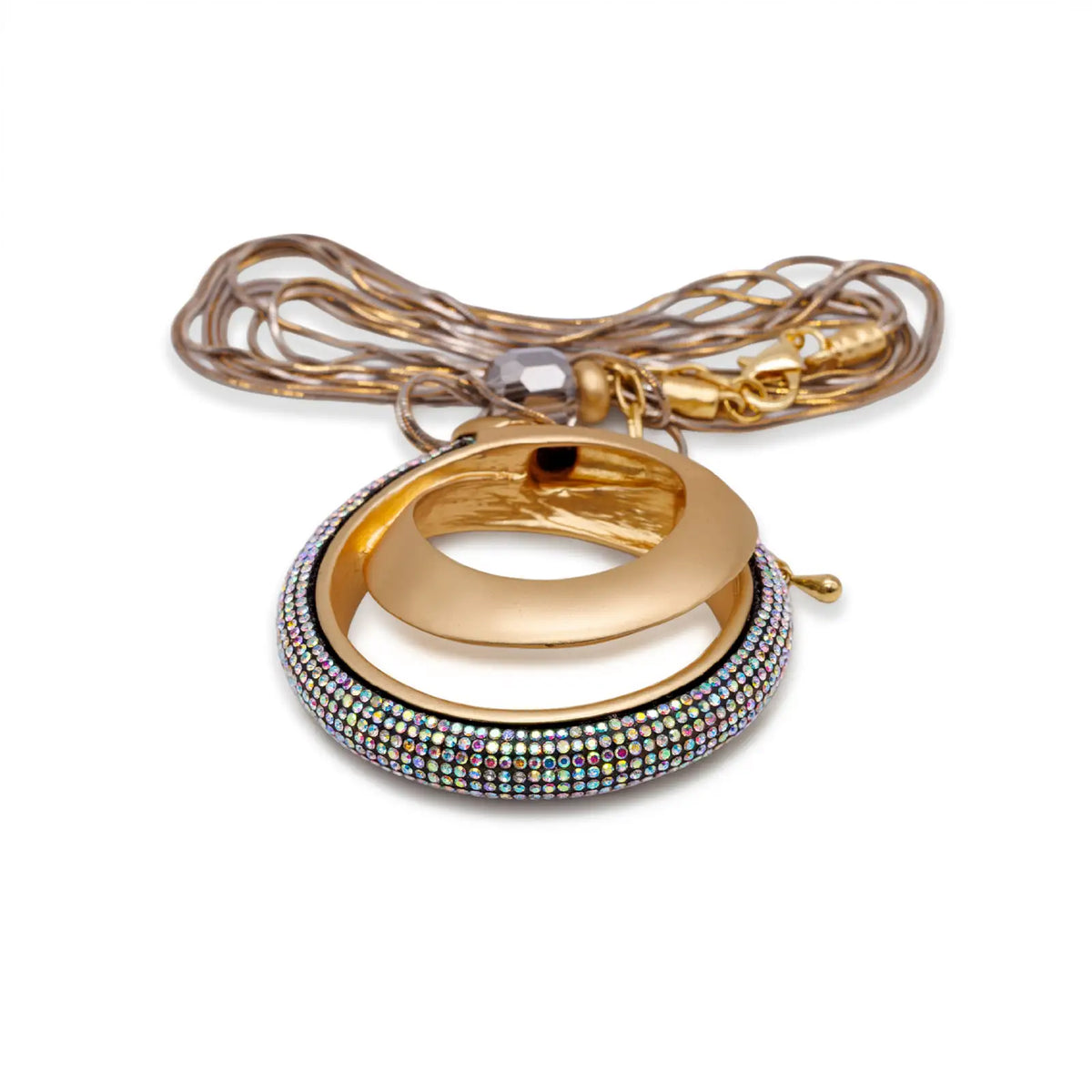 Collier matt goldfarben mit Kristallen