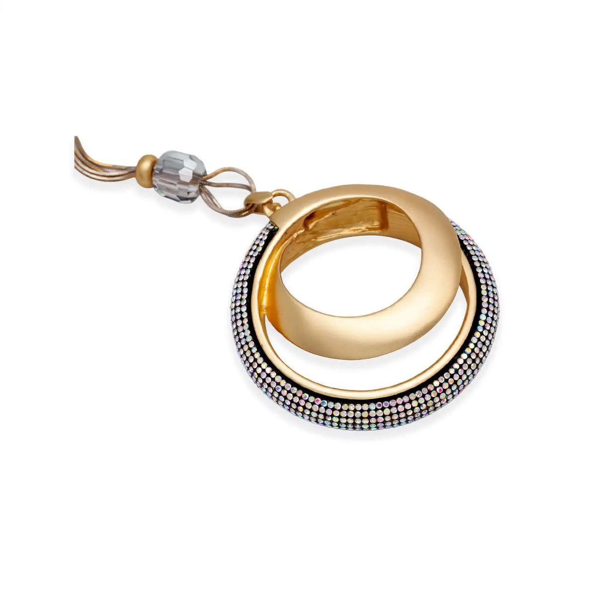 Collier matt goldfarben mit Kristallen