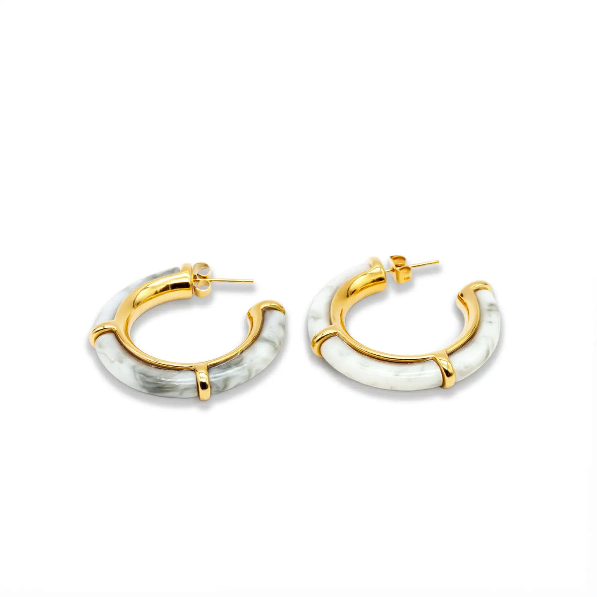 Creolen goldfarben mit marmoriertem Acetat