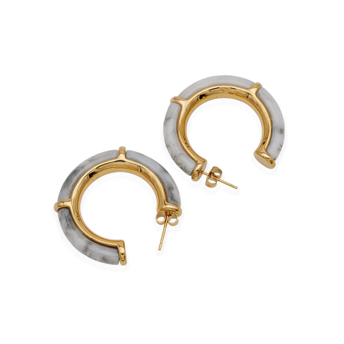 Creolen goldfarben mit marmoriertem Acetat