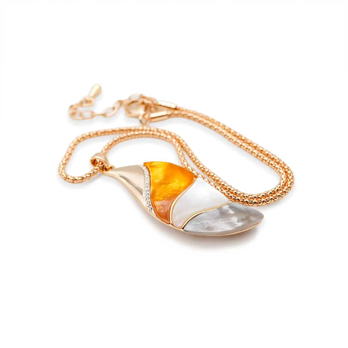 Design-Collier mit Perlmutt-Anhänger, rotgoldfarben
