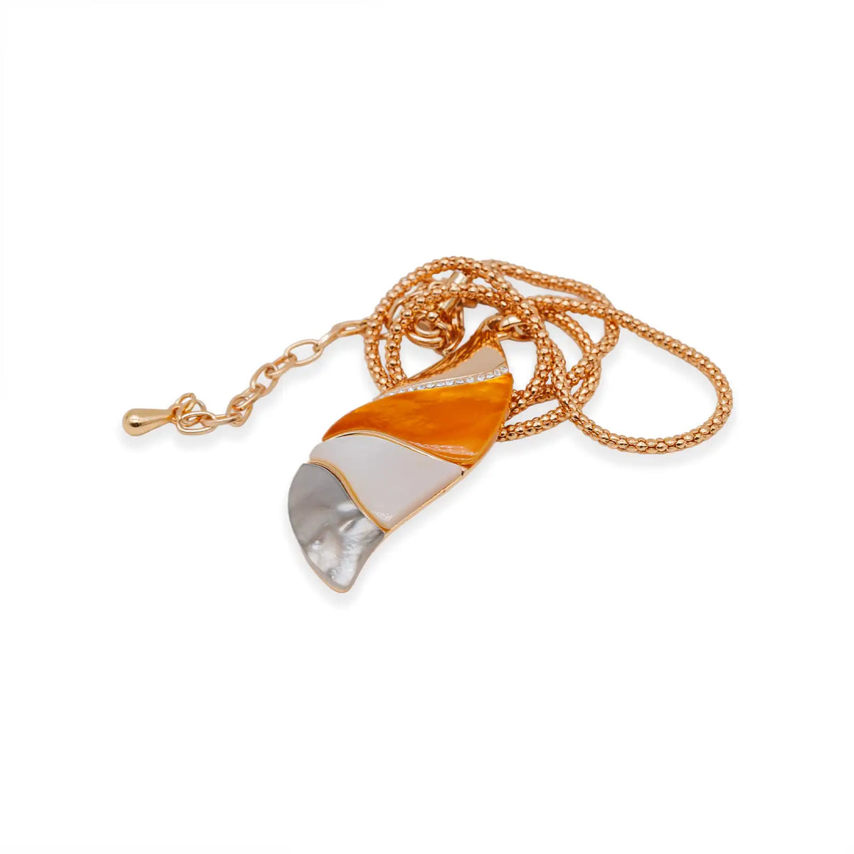 Design-Collier mit Perlmutt-Anhänger, rotgoldfarben