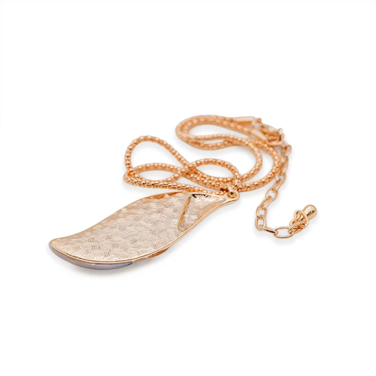 Design-Collier mit Perlmutt-Anhänger, rotgoldfarben