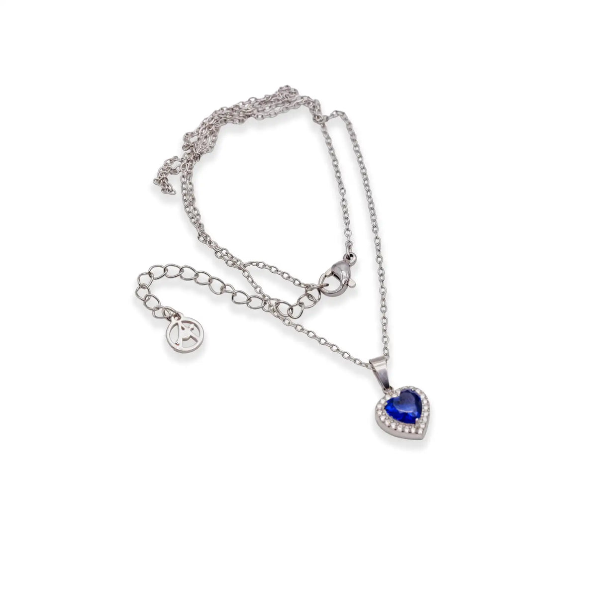 Halskette silberfarben mit blauem Zirkonia-Herz